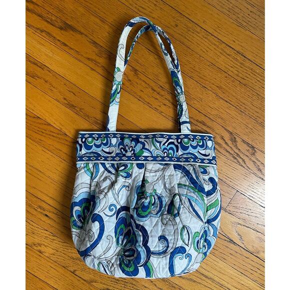 Vera Bradley Medium Mediterranean White Shoulder Purse - Picture 1 of 7
